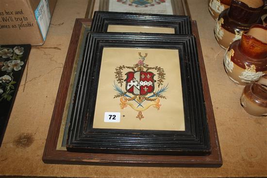 5 framed coats of arms